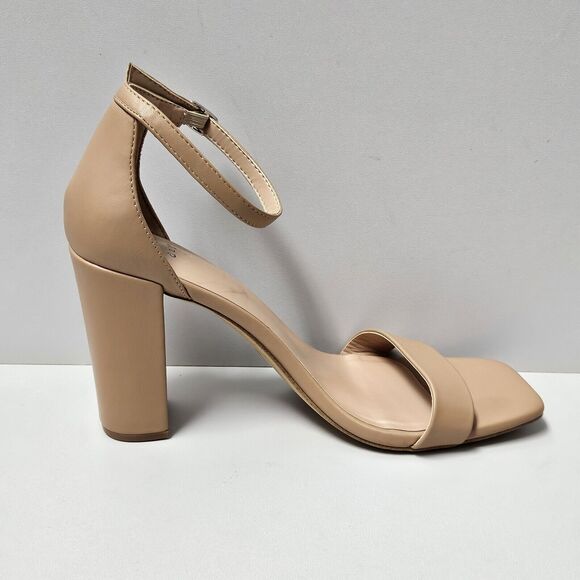 A New Day Ema High Block Heel Women size 11 Nude Ankle Strap Open Toe Dress Shoe - Picture 1 of 12